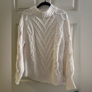 LOFT Cream Cable Knit Turtleneck Sweater